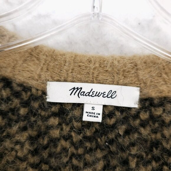 MADEWELL Alpaca Merino Wool Leopard Print Sweater Fuzzy Boxy Oversized SMALL - Picture 6 of 8